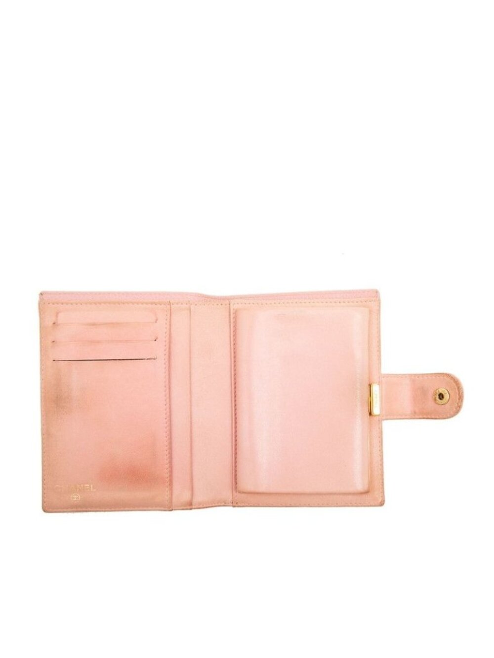 Chanel CC Logo Bifold Wallet Pink Caviar Leather - Picture 4 of 9